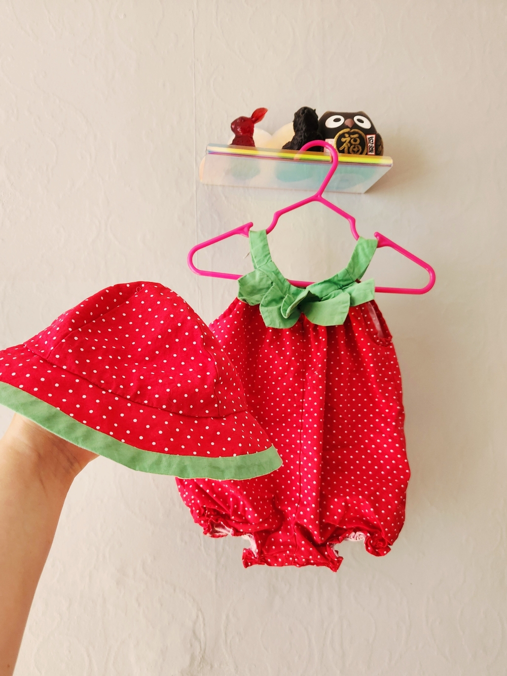 Good Lad 9m Stawberry Bubble Romper and Matching Hat